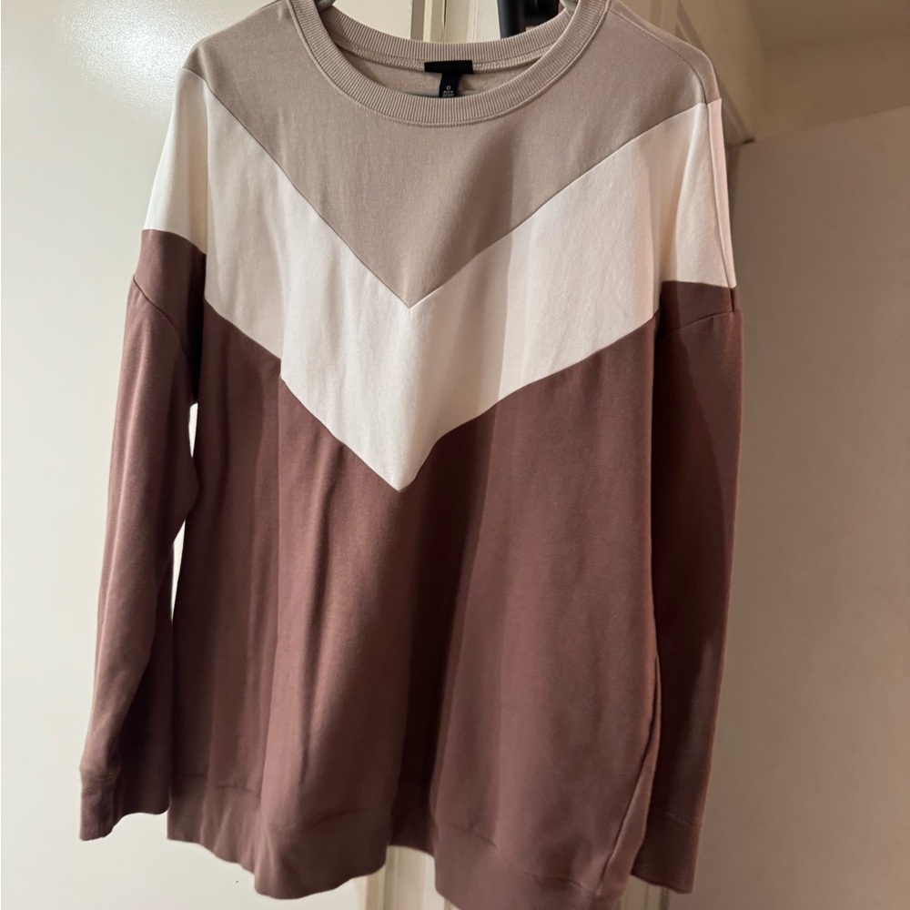 Torrid Colorblock Sweater - Brown, Cream, and Tan